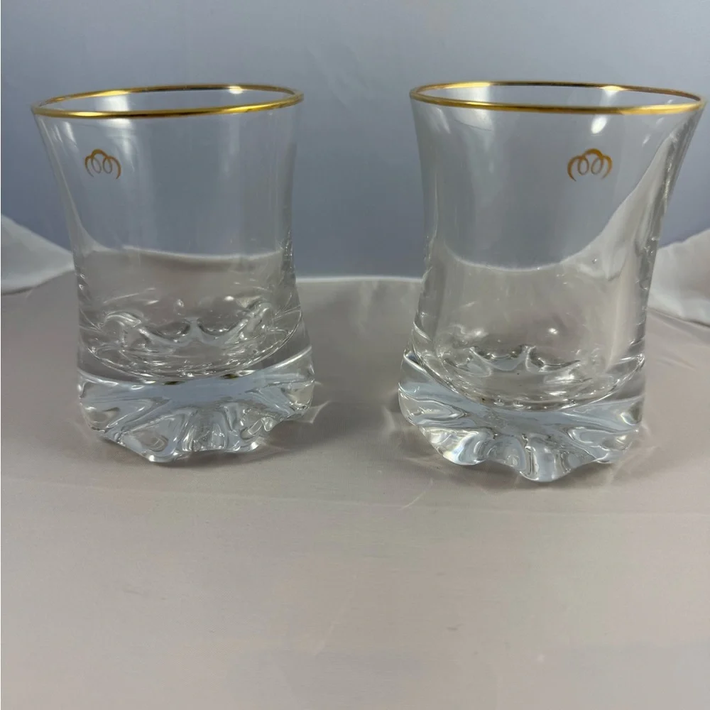 Crown Royal Gold Rimmed Glass Tumblers- Crown Royal Glassware ( Vintage)